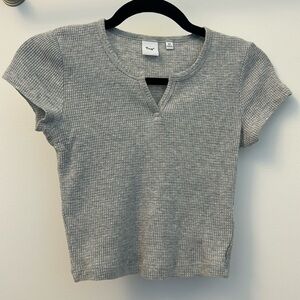 Aritzia TNA Waffle Knit Cropped T-Shirt